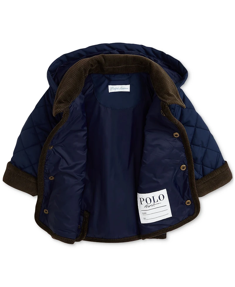 Polo Ralph Lauren Baby Boys Corduroy-Trim Barn Jacket With Removable Hood