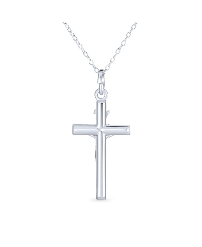 Bling Jewelry Christian Catholic Religious Jesus Inri Crucifix Cross Pendant Necklace Sterling Silver 1.25 Inch