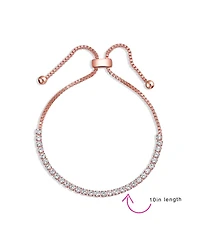 Bling Jewelry Cubic Zirconia Cz Slide Bolo Style Tennis Bracelet Rose Gold Silver Plated Brass Adjustable