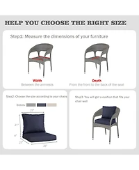 Aoodor Outdoor Chair Cushions Set, 25"x25", Water Resistant Outdoor Deep Seat Cushions with Handle & Adjustable Straps.