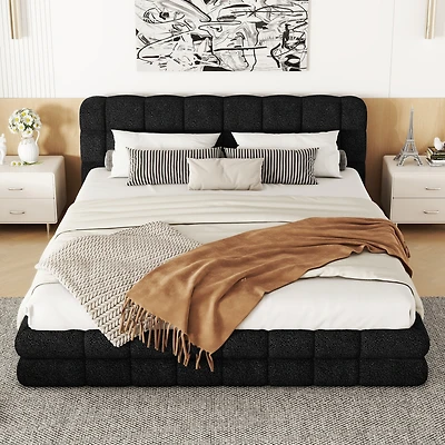 Streamdale Queen Size Upholstered Platform Bed, White