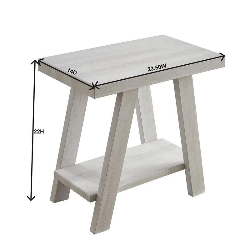 Streamdale Furniture Wood Shelf Side Table in White Finish