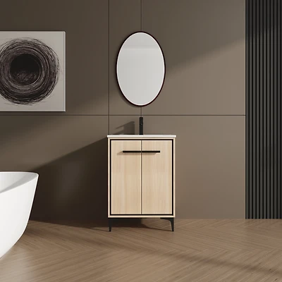 Streamdale Spacious Bathroom Vanity Cabinet with Ample Storage, 24