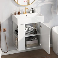 Streamdale Furniture Modern 21.6" White Bathroom Vanity with Left Side Storage