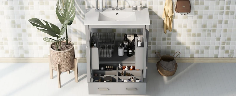 Streamdale 30" Black Bathroom Vanity with Single Sink for Elegant Storage