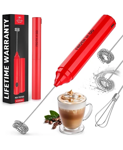 Zulay Kitchen Froth N Go Rechargeable Milk Frother with Case for Lattes