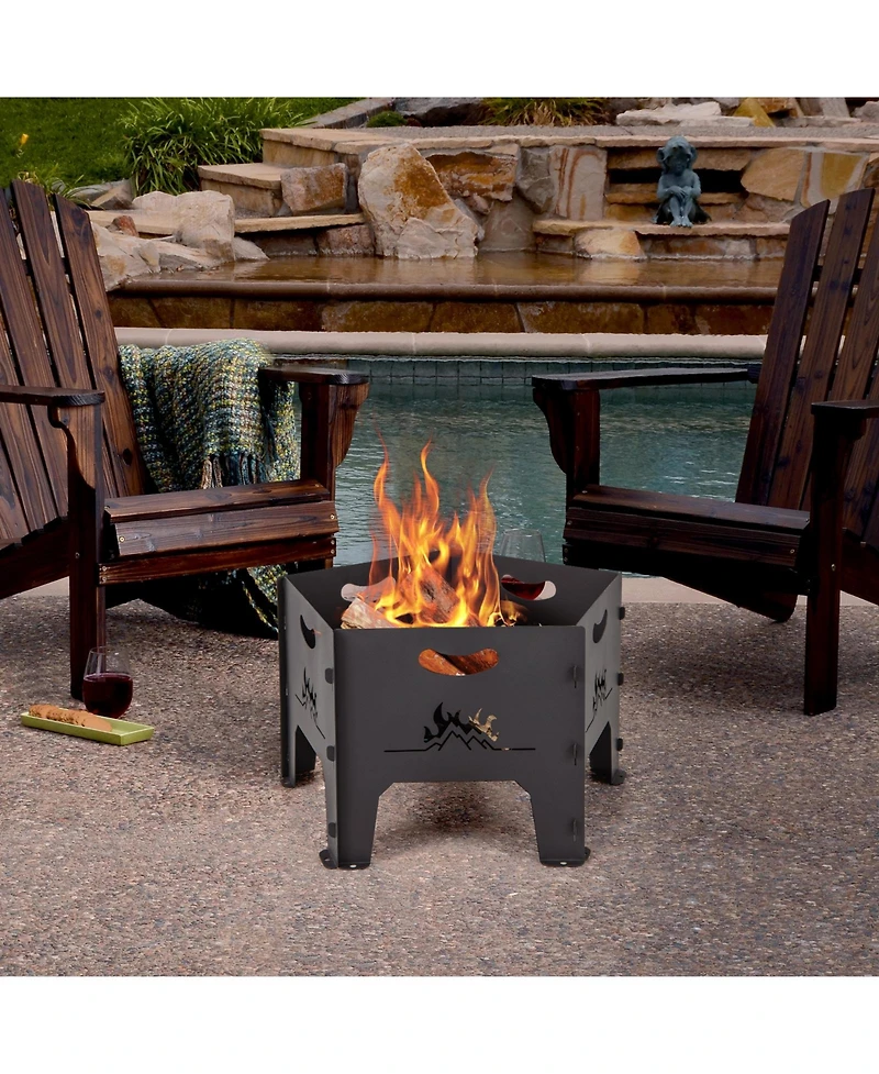 Slickblue 19 Inches Collapsible Portable Plug Fire Pit with Storage Bag