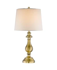 Regency Hill Traditional Table Lamp 26" High Antique Brass Candlestick White Fabric Drum Shade for Living Room Family Bedroom Bedside