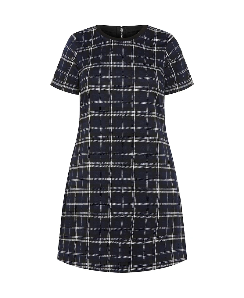 City Chic Plus Check Love Shift Mini Dress