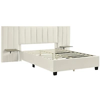 Streamdale Queen Velvet Platform Bed with Headboard
