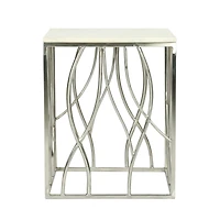 Simplie Fun Square Marble End Table with Stainless Steel Base