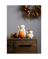 Slickblue Terra Cotta Owl Figurine With Glazed Accents (Set of 2)