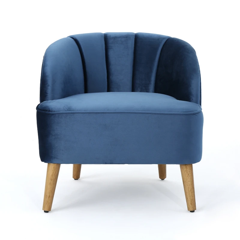 Streamdale Mid-Century Modern Club Chair Velvet Comfort, Walnut Style