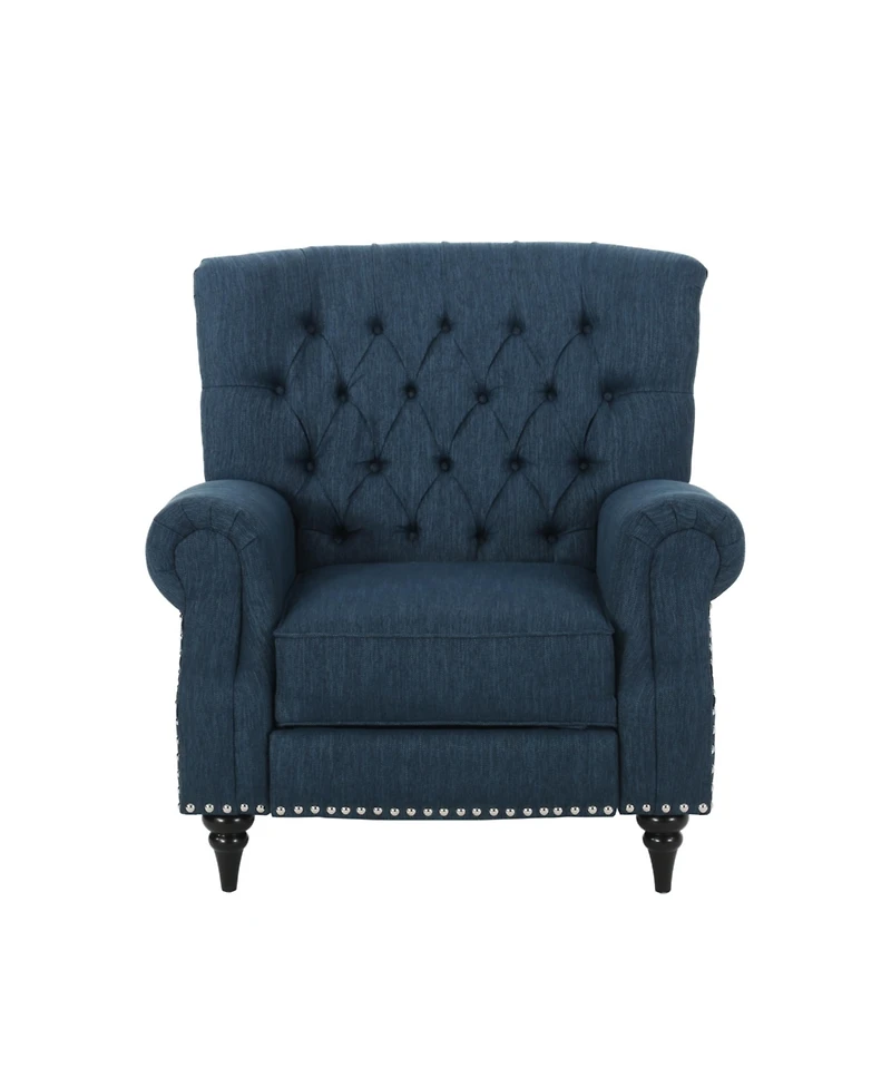 Streamdale Classic Style Navy Blue Fabric Push Back Chair
