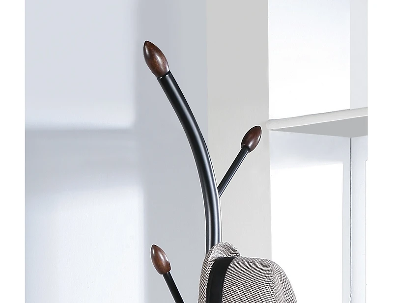 Streamdale Arles Metal Black and Walnut Standing Coat Rack