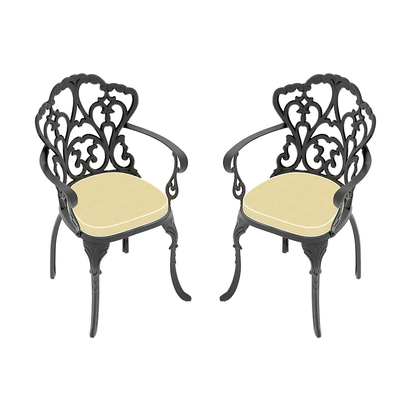 Streamdale Modern 350lbs Weight Capacity Aluminum & Black Armchair with Cushions