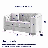 Streamdale Classic Velvet 3-Person Chesterfield Sofa with Nailhead Trim