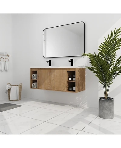 Streamdale 48" Wall Vanity with Dual Sink and Soft-Close Doors