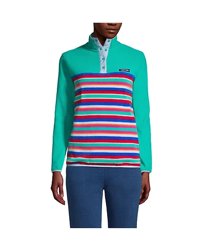 Lands' End Petite Heritage Fleece Snap Neck Pullover