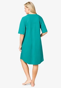 Dreams & Co. Women's Short French Terry Zip-Front Robe