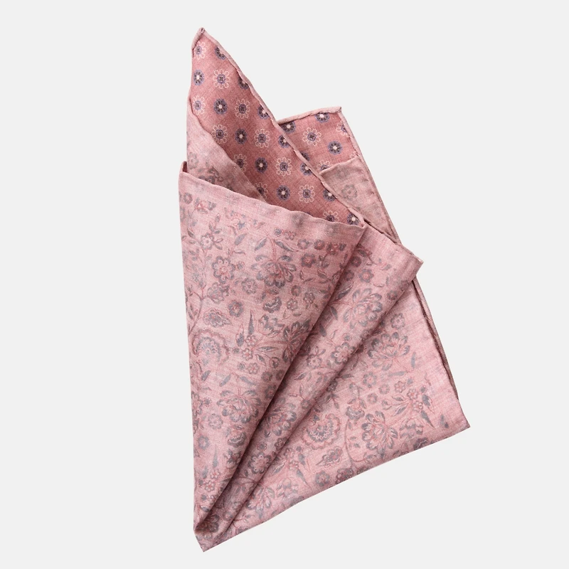 Elizabetta Men's Pascal - Double Sided Silk Pocket Square for Men