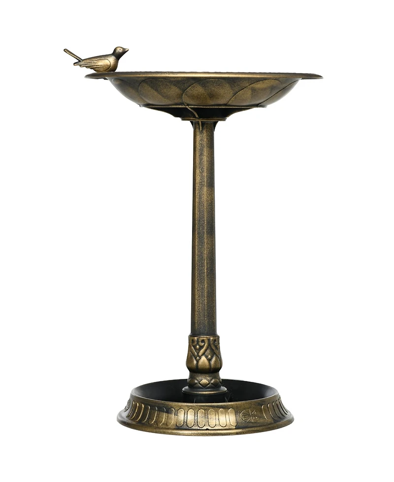 Outsunny 28" Antique Bird Bath with Pedestal Birdbath Bowl, Bronze