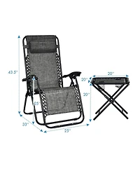 Inolait 3 Pieces Folding Portable Zero Gravity Reclining Lounge Chairs Table Set Outoor Conversation Sets