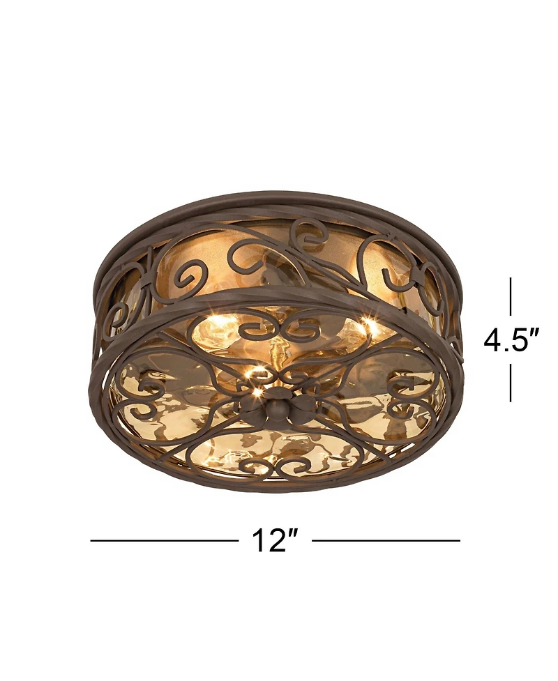 John Timberland Casa Seville Rustic Farmhouse Flush Mount Outdoor Ceiling Light Fixture Dark Walnut 4 1/2" Champagne Water Glass for Post Exterio
