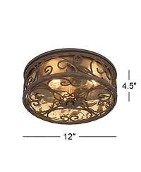John Timberland Casa Seville Rustic Farmhouse Flush Mount Outdoor Ceiling Light Fixture Dark Walnut 4 1/2" Champagne Water Glass for Post Exterio