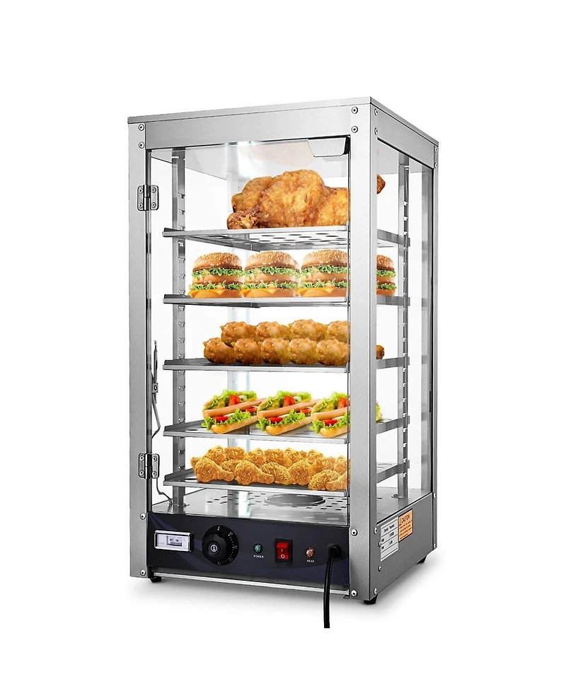 WeChef 600W 5-Shelf Commercial Food Warmer 15" Countertop Catering Pizza Display Case