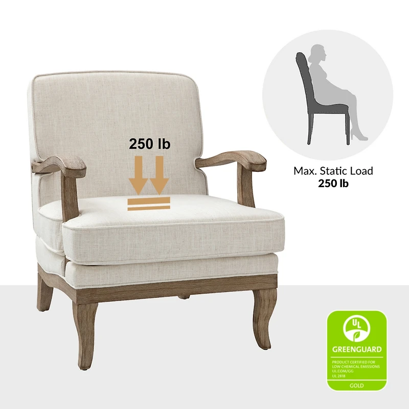 Rinaldo Wooden Upholstered Armchair with Legs