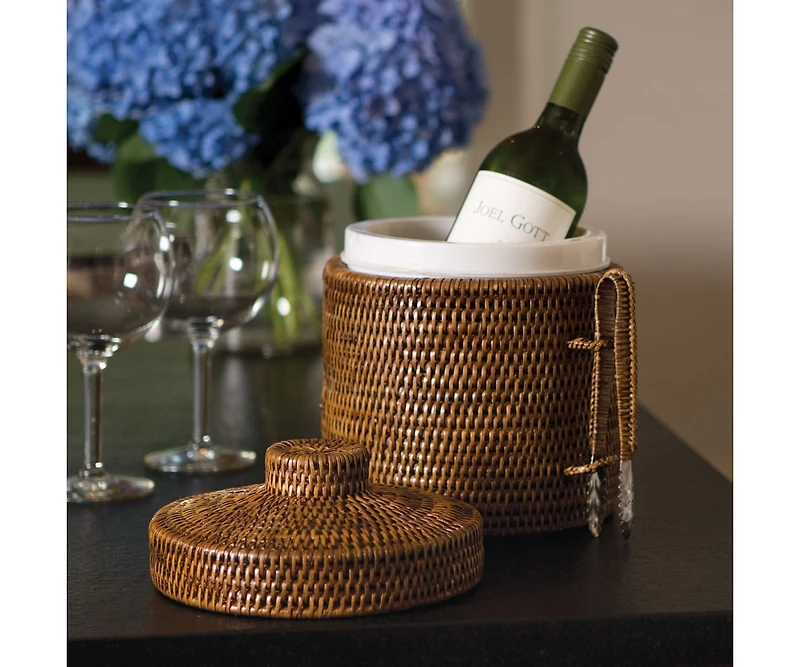 Burma Rattan Ice Box & Tongs