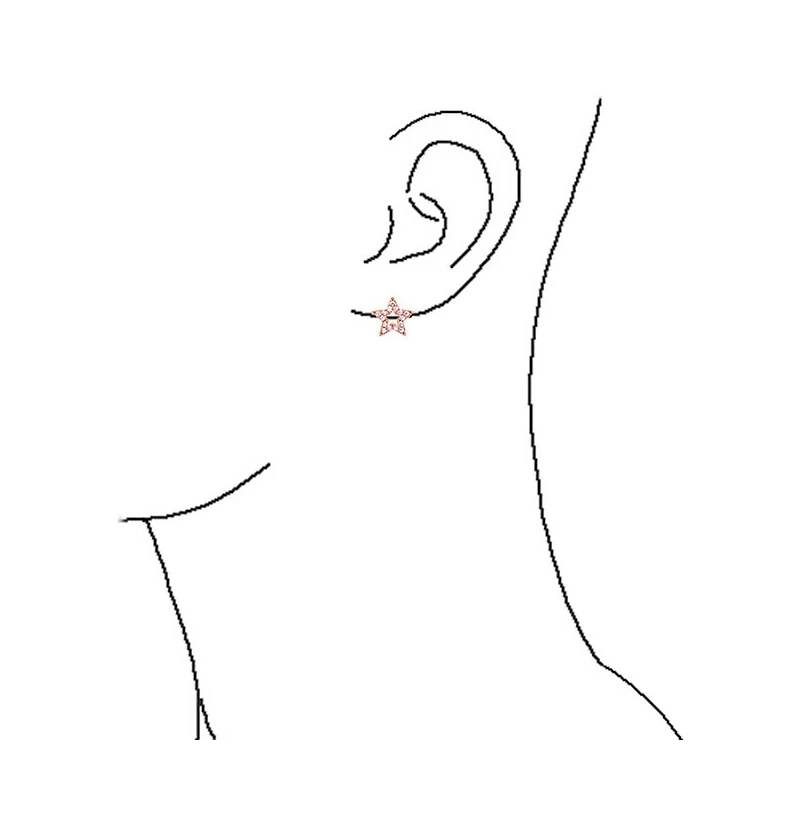 Bling Jewelry American Patriotic Rock Stars Sparkling Cz Pave Celestial Star Stud Earrings Rose Gold .925 Sterling Silver