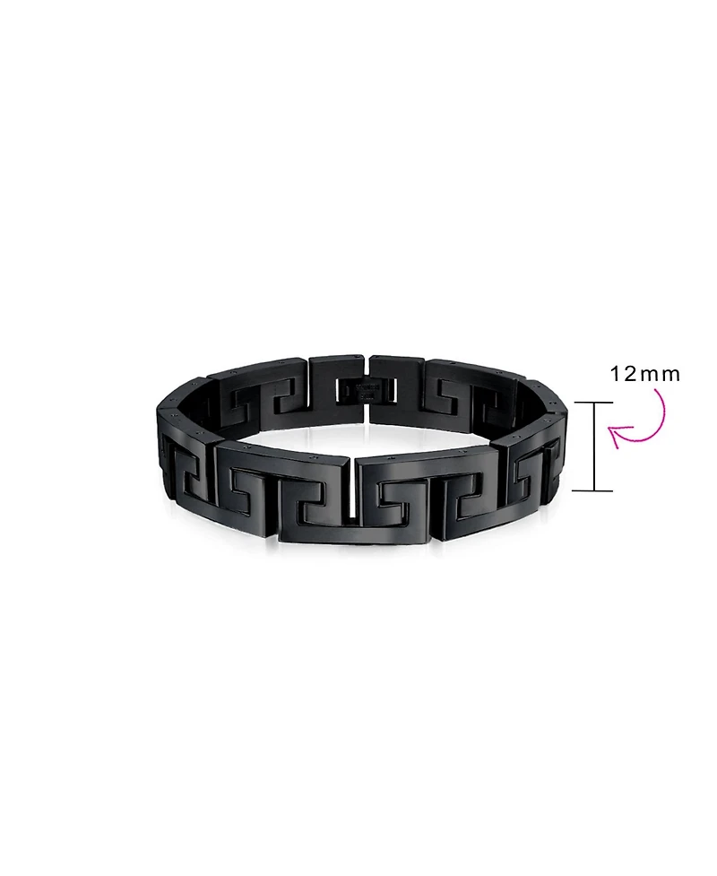 Bling Jewelry Stylish Geometric Infinity Key Link Bracelet Black Ip Stainless Steel 12MM Width
