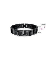 Bling Jewelry Stylish Geometric Infinity Key Link Bracelet Black Ip Stainless Steel 12MM Width