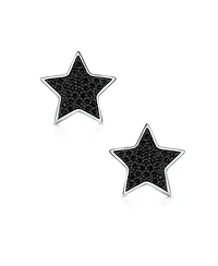 Bling Jewelry Patriotic Rock Star Sparkling Cubic Zirconia Micro Pave Cz Stud Earrings Sterling Silver
