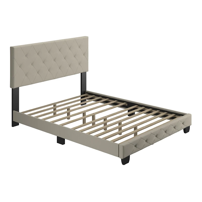Chloe Linen Upholstered Platform Bed Frame with Adjustable Headboard