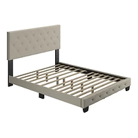 Chloe Linen Upholstered Platform Bed Frame with Adjustable Headboard