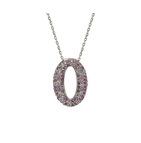 Suzy Levian Sterling Silver Sapphire & Created White Sapphire Puff Oval Circle Pendant Necklace