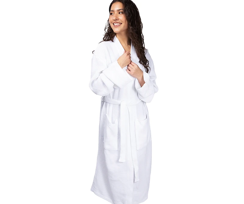 Cariloha Waffle Knit Bath Robe | White | Unisex, Large/X-Large | Viscose Material | Soft, Comfortable, & Wicks Moisture
