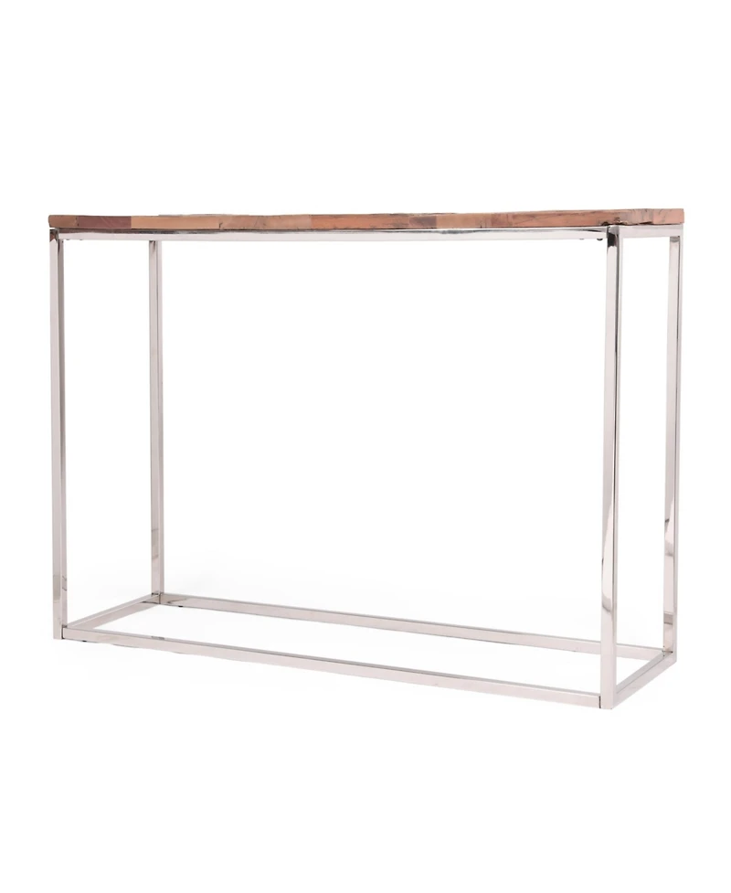 Streamdale Furniture Boho Glam Console Table Handcrafted Recycled Wood & Silver Steel