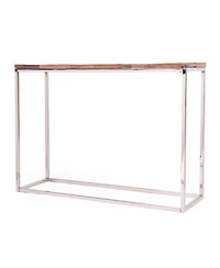 Streamdale Furniture Boho Glam Console Table Handcrafted Recycled Wood & Silver Steel