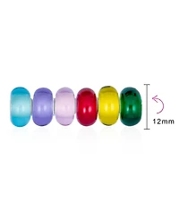 Bling Jewelry Mixed Spacer Set Of Bundle Translucent Colorful Aqua Green Yellow Red Pink Purple Multi Color Murano Glass Charm Bead Sterling Silver Co