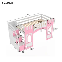 Streamdale Twin Size Loft Bed with Storage Staircase and Window, White