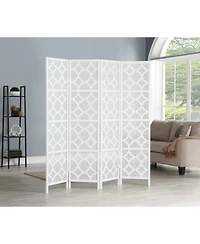 Streamdale Quarterfoil infused Diamond Design 4-Panel Room Divider, White