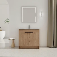 Freestanding Ceramic Sink Vanity Cabinet with Soft Closing Hinges