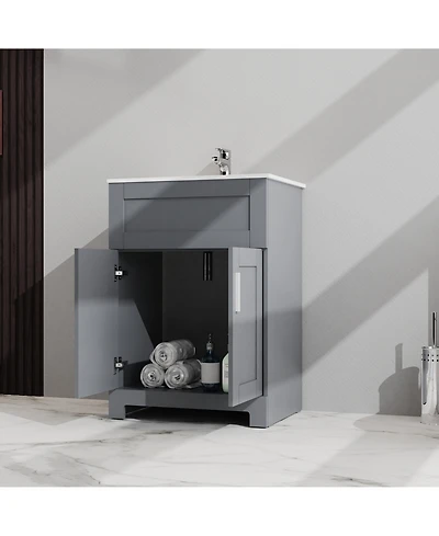 Streamdale 24" Bathroom Sink Vanity Laundry Utility Cabinet, Gray