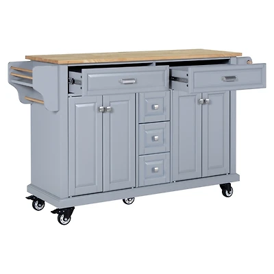 Simplie Fun Cambridge Natural Wood Top Kitchen Island with Storage