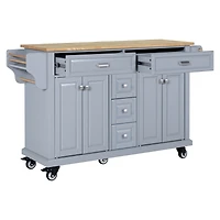 Simplie Fun Cambridge Natural Wood Top Kitchen Island with Storage