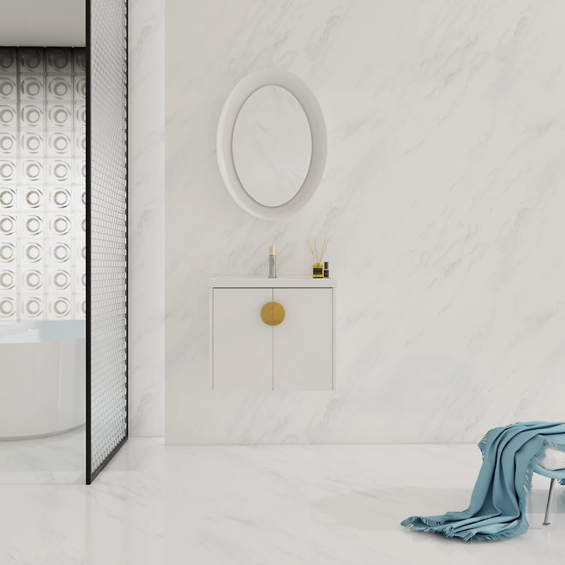 24 Inch Soft Close Doors Bathroom Vanity With Sink, For Small Bathroom
